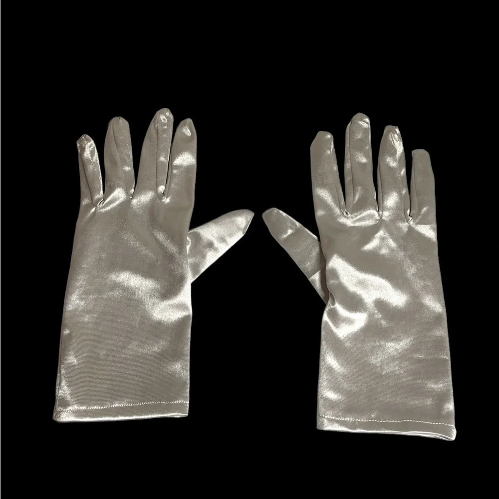 White Sleeves Satin Gloves Off white Women'S Short Satin Bridal Gloves Wrist
